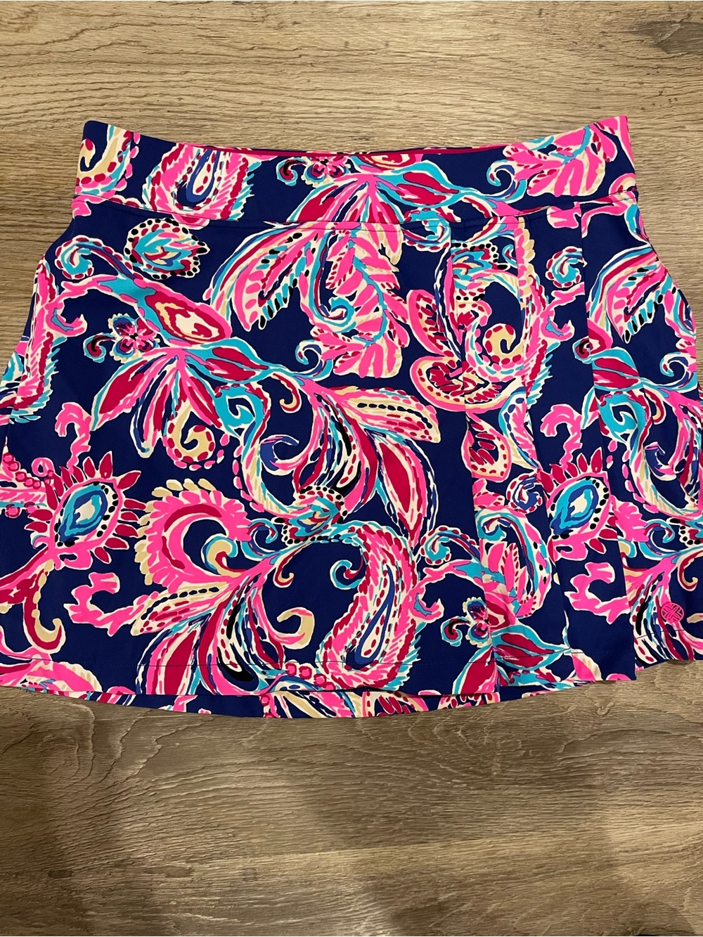 Lilly Pulitzer Navy Paisley Mini Skirt - Hot Pink & Turquoise